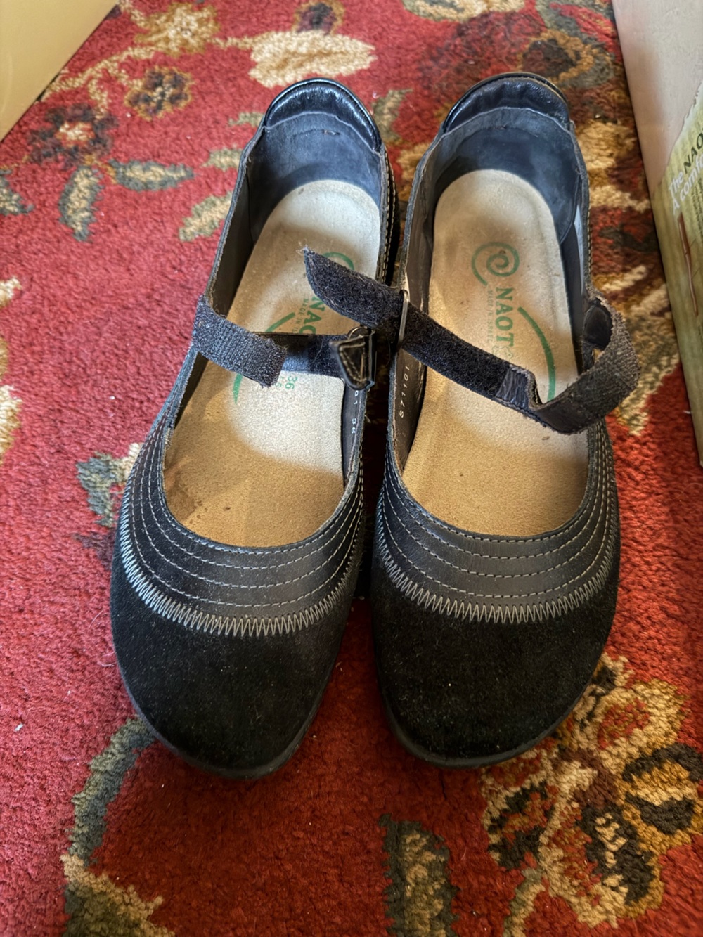 Naot Black Mary Jane Suede & Leather Flats